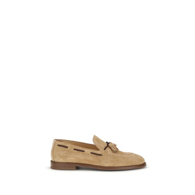 Brunello Cucinelli Brown Calf Leather Bos Taurus Slip-On Loafers - Men
