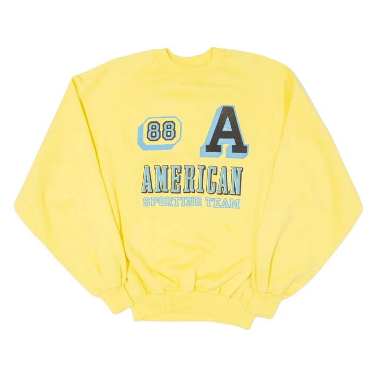 AMERICAN SPORTING TEAM Mens Sweatshirt Yellow Crew Neck USA M