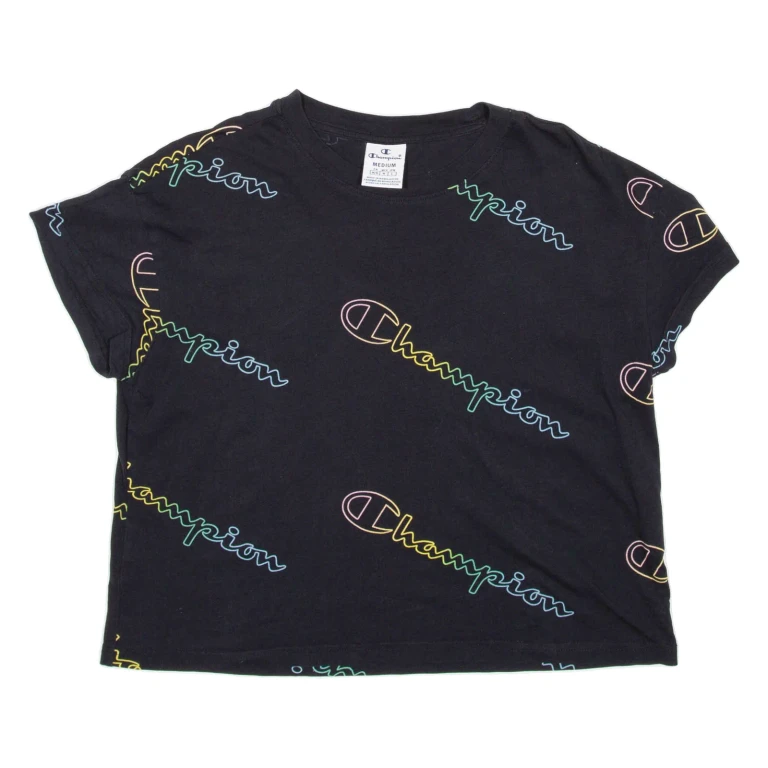 CHAMPION Cropped Womens T-Shirt Black M
