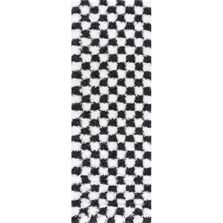 Atira Black & White Checkered Area Rug