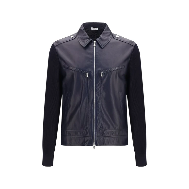 Blue Calf Leather Bos Taurus Jacket Clothing - Men