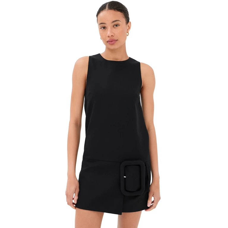 AMI Big Buckle Belt Mini Dress Noir 40