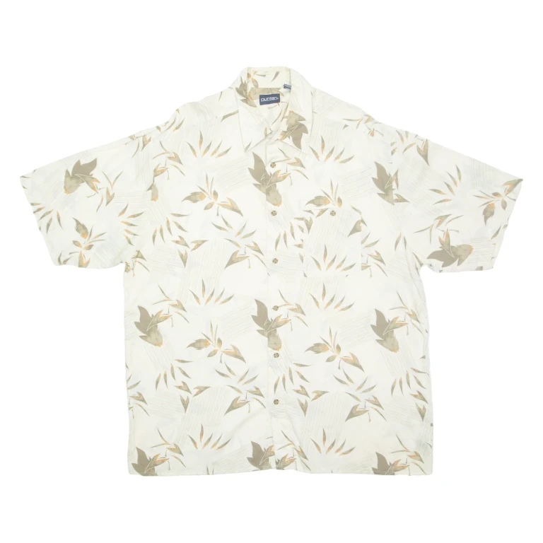 PURITAN Mens Hawaiian Shirt Cream Crazy Pattern XL