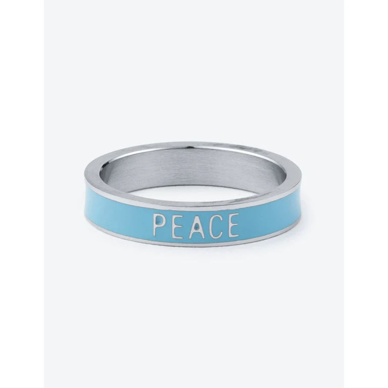 Blue Enamel Peace Ring
