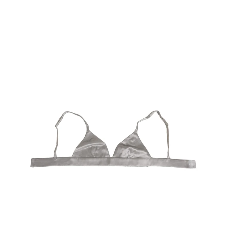 Dolce & Gabbana Gray Silk Satin Triangle Soft Cup Bra Underwear Elastane Clothing - Women