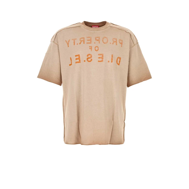 Diesel Antiqued Pink Cotton T-Look T-Shirt 7aw Exterior - Men