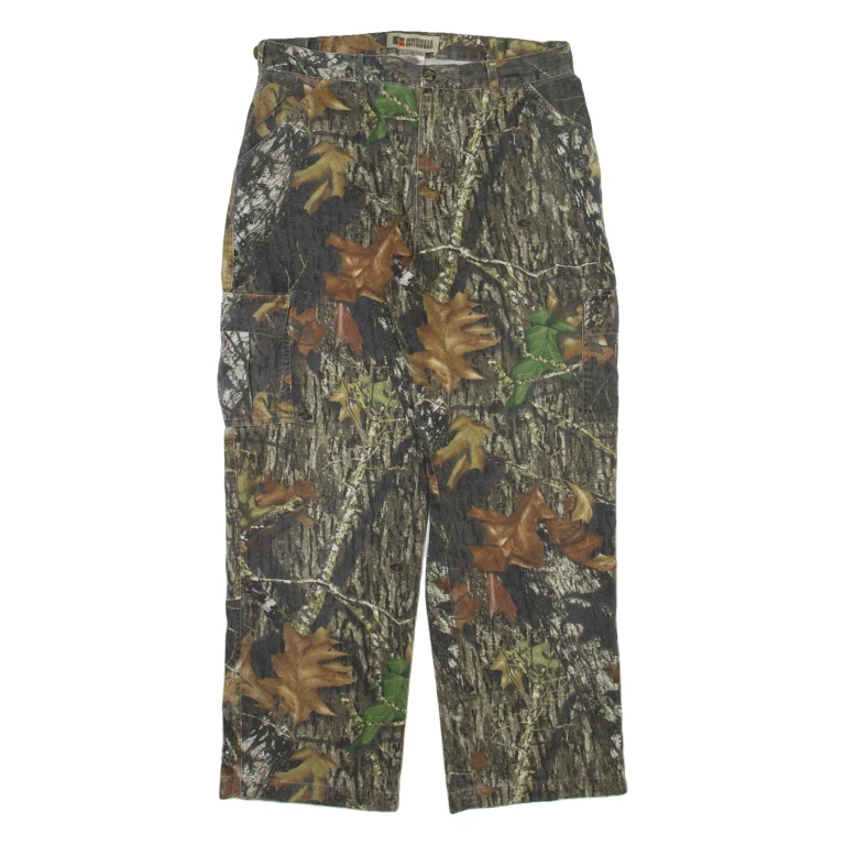 RUSSELL OUTDOORS Cargo Forest Camo Mens Trousers Beige Relaxed Straight W35 L31