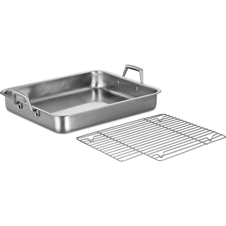 16.5" Stainless Steel Roasting Pan with Rack, Turkey Roaster for Oven, Dishwasher Safe