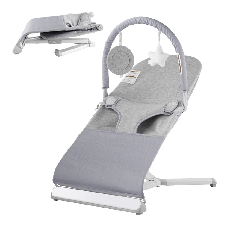 Baby Bouncer Folding Bouncer Seat Chair for Babies 0-9 Months with Toy Bar - Multicolor