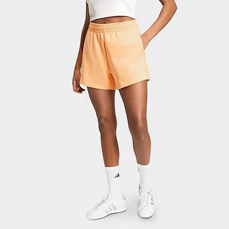 adidas Women's Sportswear Soft Lux Loose Shorts in Semi Ice Tangerine Size: XS