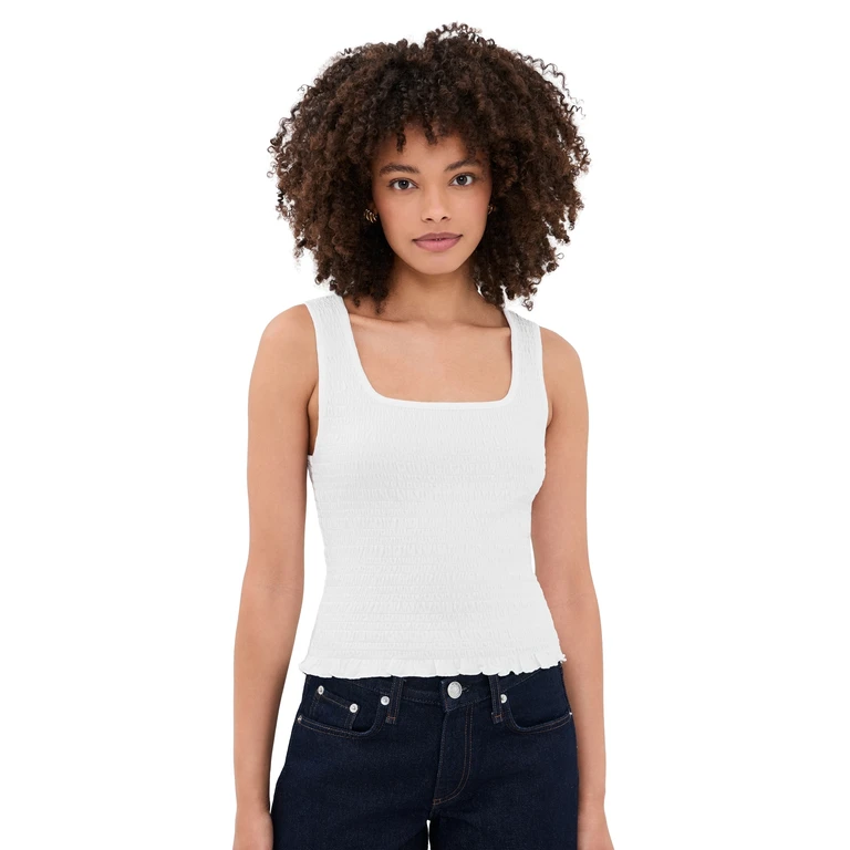 Madewell Scoop Neck Smocked Tank White XXS