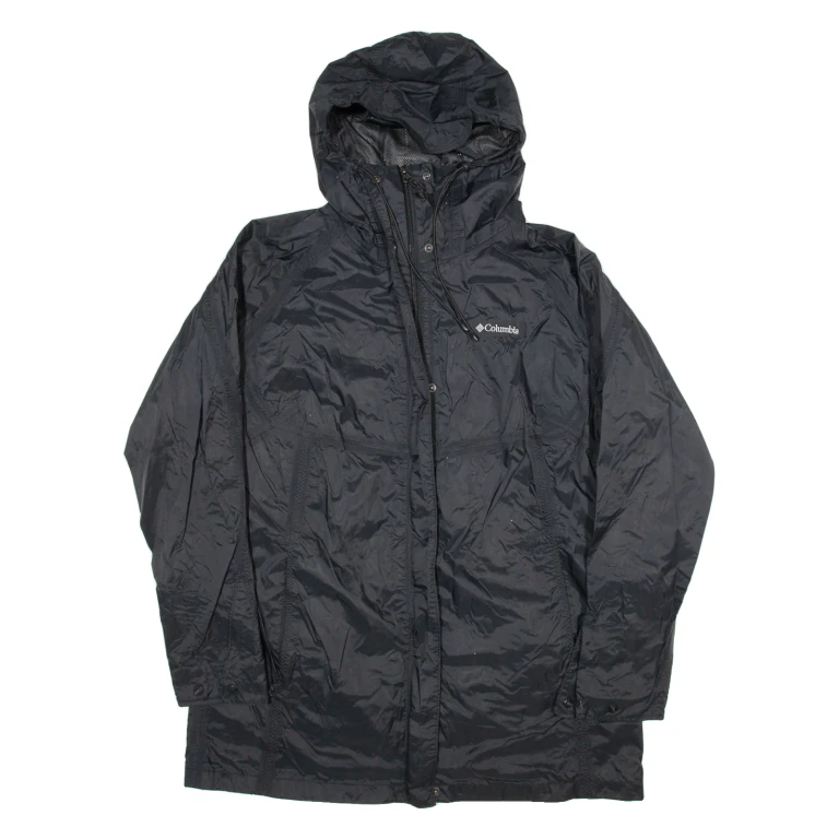 COLUMBIA Mesh Lined Womens Jacket Black Nylon Hooded XL