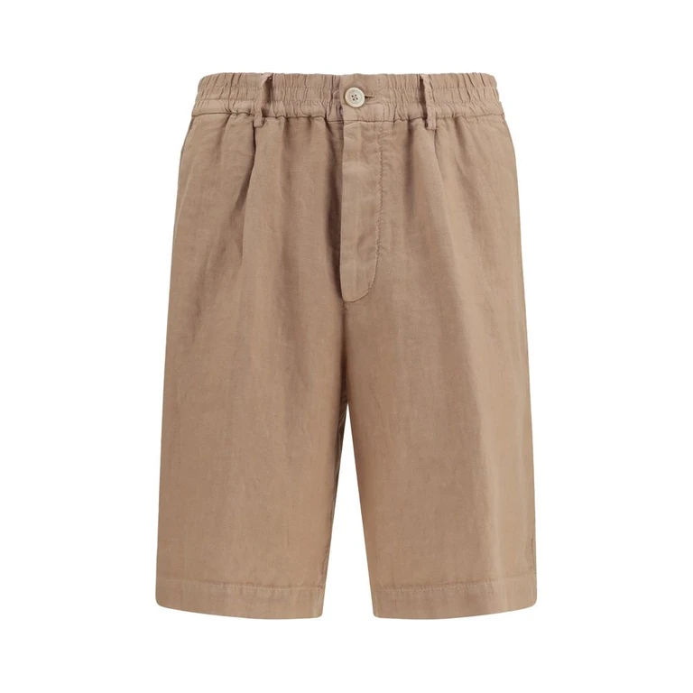 Brown Linen Bermuda Shorts - Men