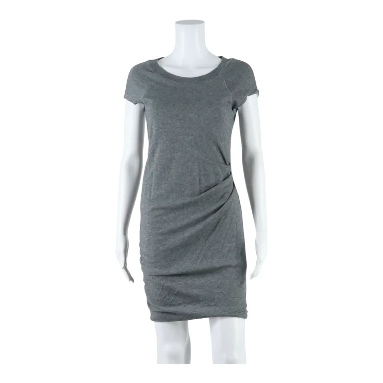 PINKO Womens Bodycon Dress Grey Wool Short Sleeve Knee Length S