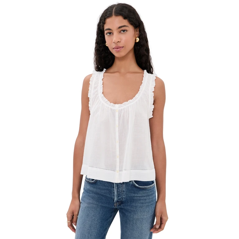 THE GREAT. The Vignette Top White 3