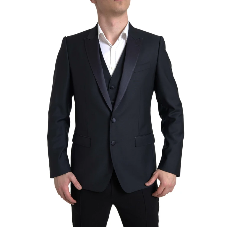 Dolce & Gabbana Blue 2 Piece Single Breasted Martini Suit Virgin Wool - Men