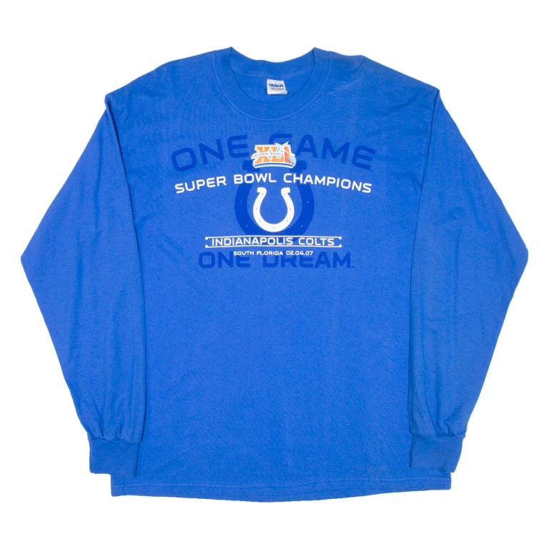 GILDAN Indianapolis Colts Super Bowl Champions Mens T-Shirt Blue USA XL