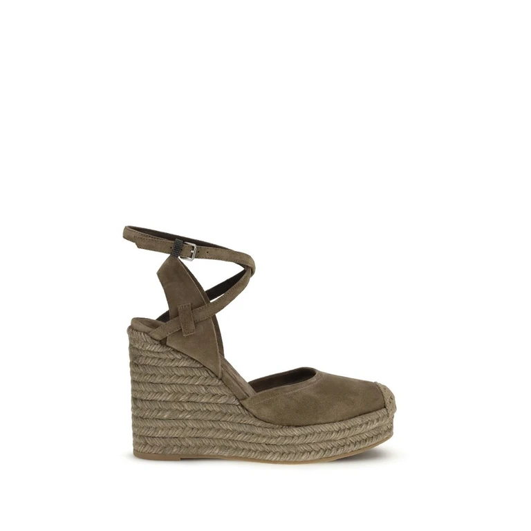 Beige Calf Leather Bos Taurus Espadrilles Shoe - Women