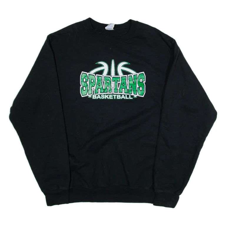 PORT COMPANY Spartans Basketball Mens Sweatshirt Black USA M