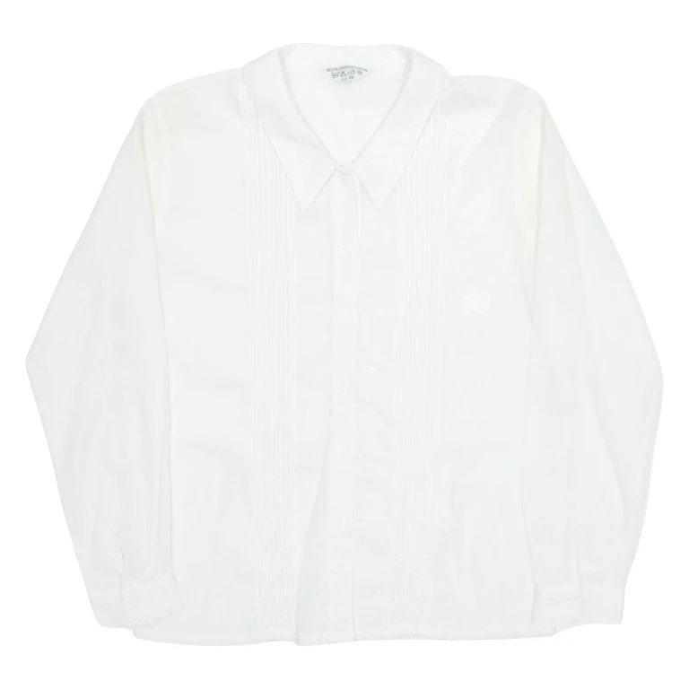Womens Shirt White Collared Long Sleeve M