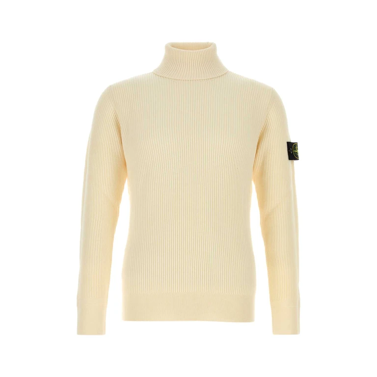 Stone Island Ivory Wool Sweater Exterior: Virgin T-shirt - Men
