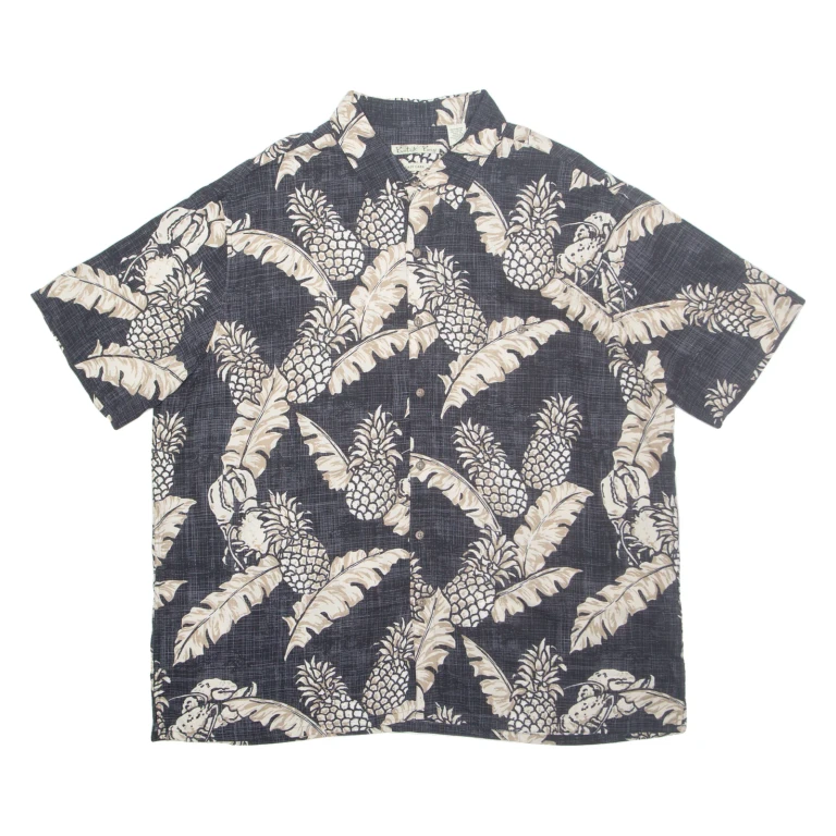 BATIK BAY Mens Hawaiian Shirt Black Crazy Pattern 2XL
