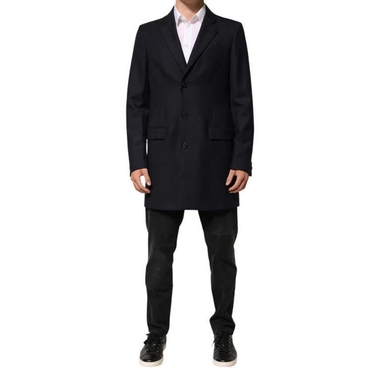 Dolce & Gabbana Dark Blue Wool Men Jacket Coat Blazer Suit Virgin - Men