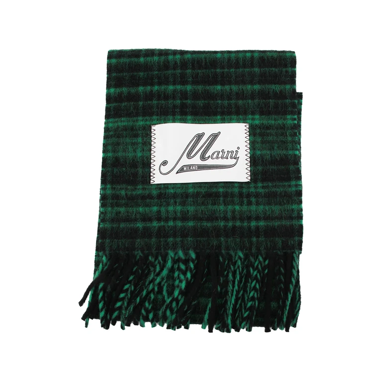 Marni Check-pattern Fringed Scarf