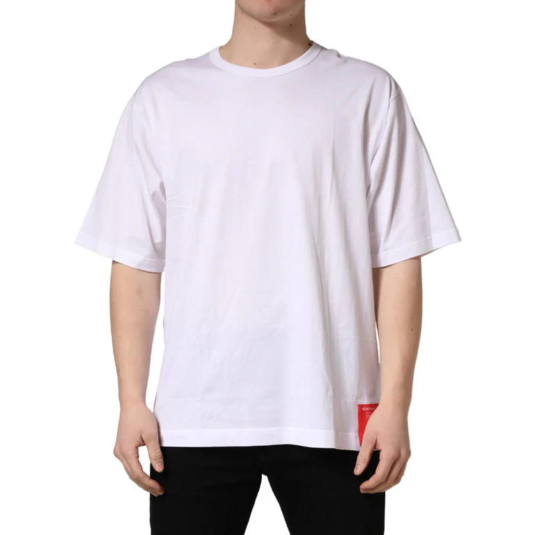 Dolce & Gabbana White Cotton Short Sleeves Crew Neck T-Shirt - Men