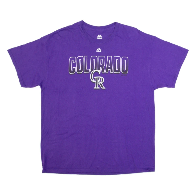 MAJESTIC Colorado Rockies Mens T-Shirt Purple USA XL