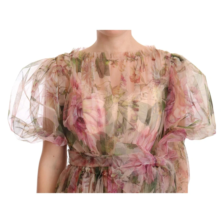 Dolce & Gabbana Multicolor Floral Print Long Maxi Gown Dress Nylon - Women