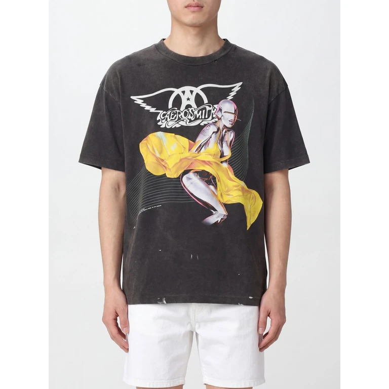 Graphic Print Cotton T-Shirt with Dropped Shoulders (SMMK80000C25)