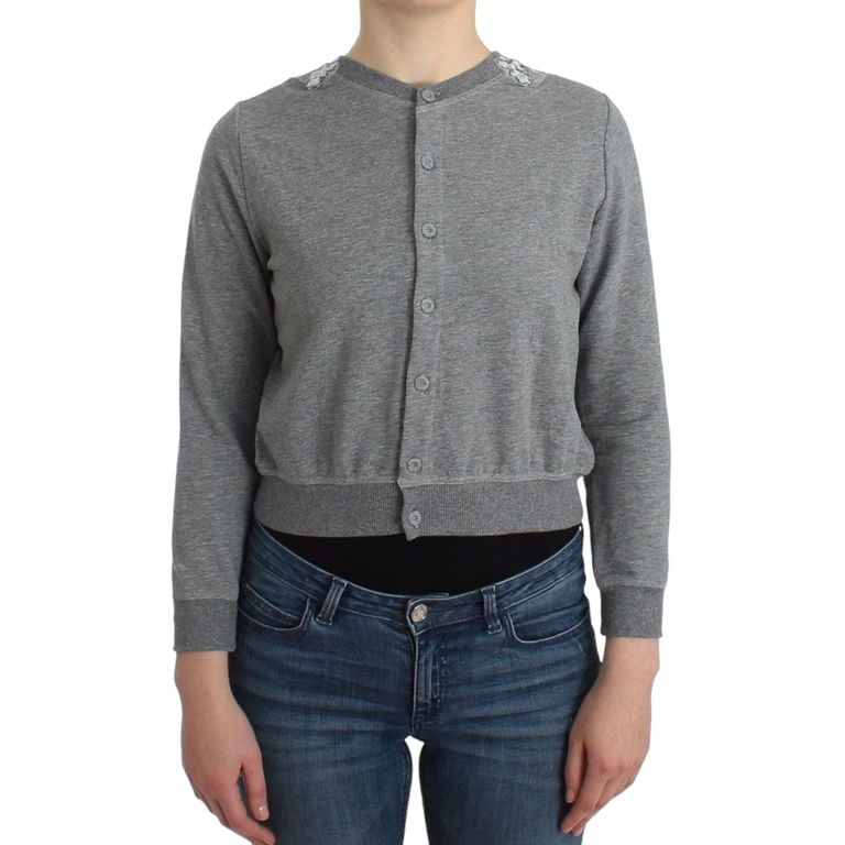 Ermanno Scervino Lingerie Gray Lace Sweater Cardigan Top Cotton - Women