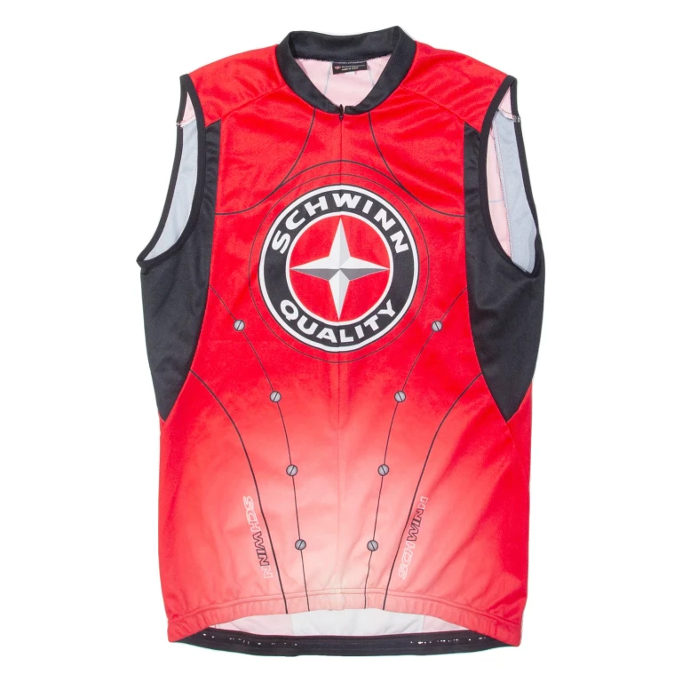 Cycling Mens Jersey Red Sleeveless 1/2 Zip L
