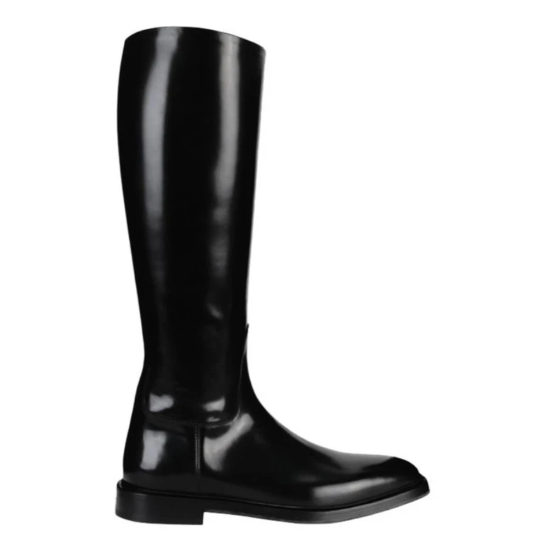Ferragamo Fluid Leather Riding Boots, Size 9