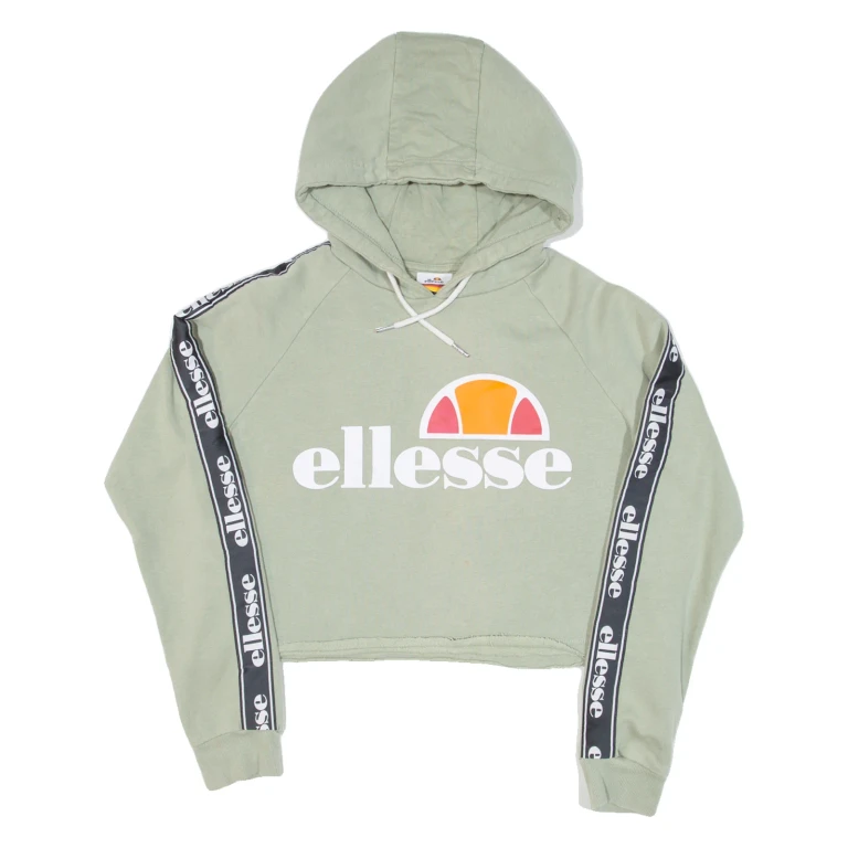 ELLESSE Cropped Womens Green Hoodie UK 12