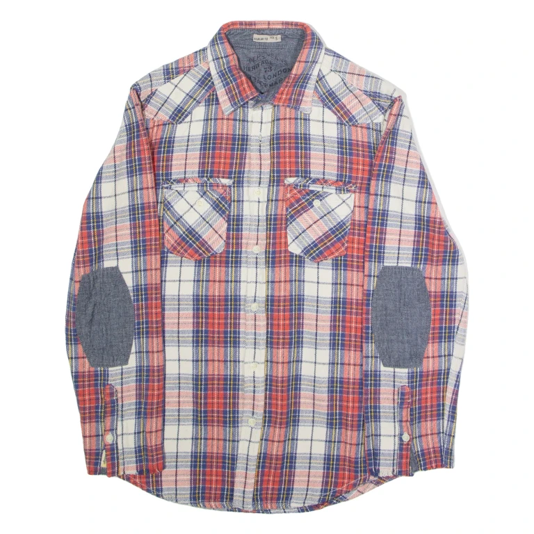 PEPE JEANS Mens Shirt White Check Long Sleeve S