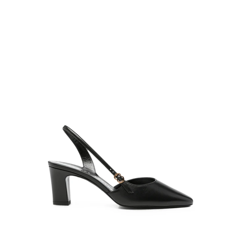 Ask Around Buckle-detail Slingback Leather Heeled Pumps