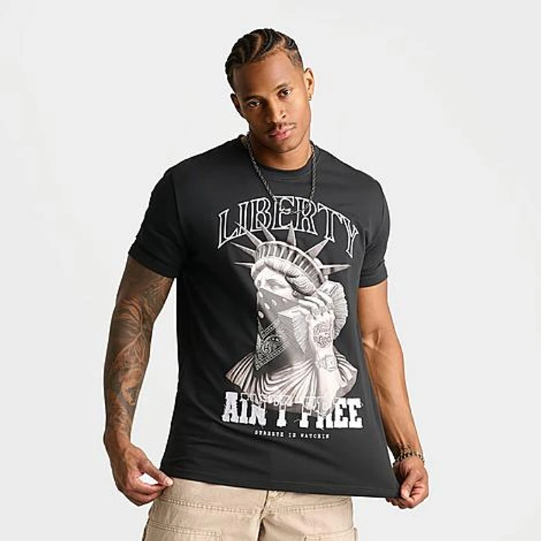 Men's Streetz Is Watchin Liberty Ain't Free T-Shirt in Black Size: Small