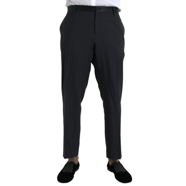 Dolce & Gabbana Blue Wool Men Skinny Dress Pants Virgin Silk Polyester - Men