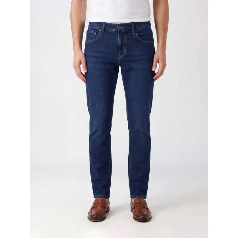 Skinny Fit Jeans in Stretch Cotton and Silk Denim with a Mid-Rise Waist (QP05Z0CP6120MM00)