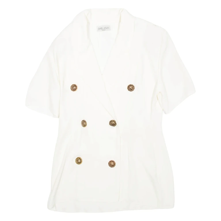 SHELANA Short Sleeved Cut Out Back Womens Blazer Coat White M
