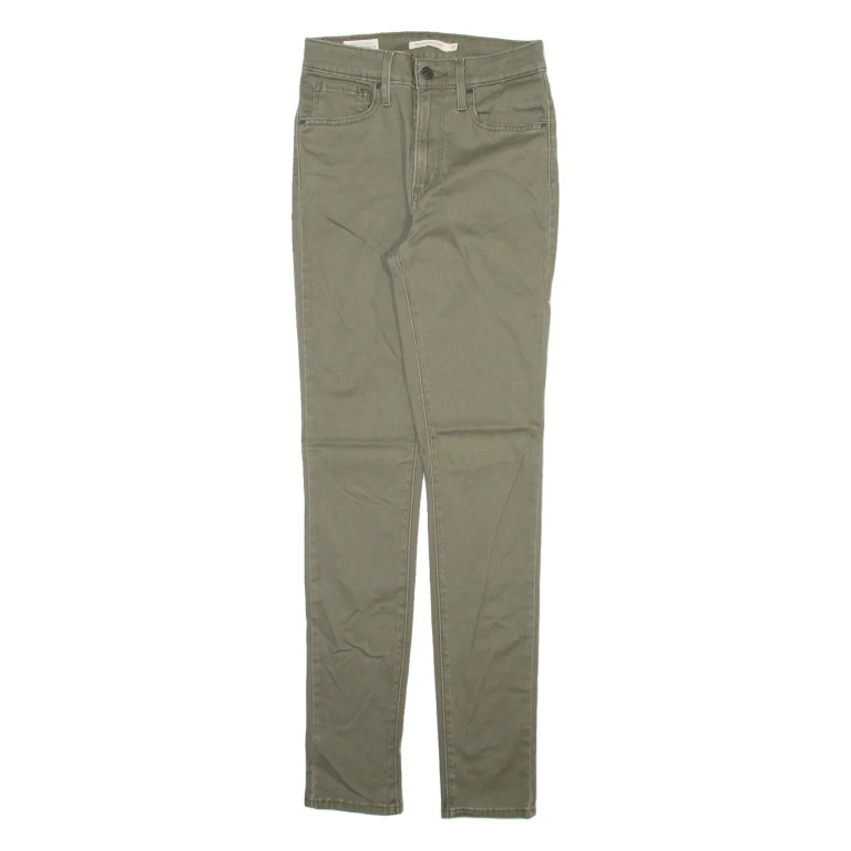 LEVI'S 721 High Rise Big E Womens Trousers Green Slim Skinny W24 L30