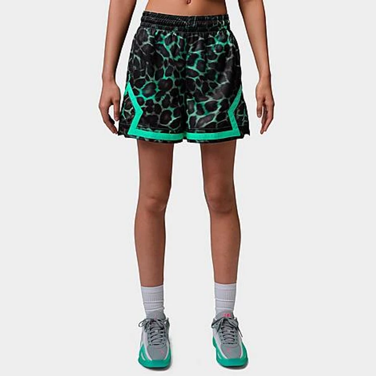Nike Women's Jordan Sport 4" Diamond Basketball Shorts in Green Glow/Green Glow Size: XS