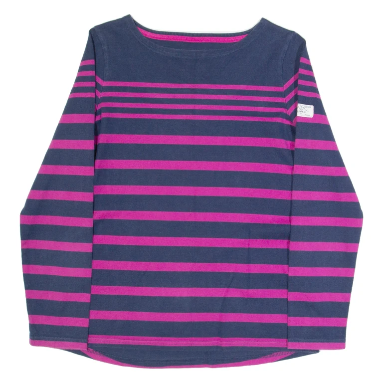 JOULES Womens Patterned Jumper Purple Striped Tight Knit UK 8