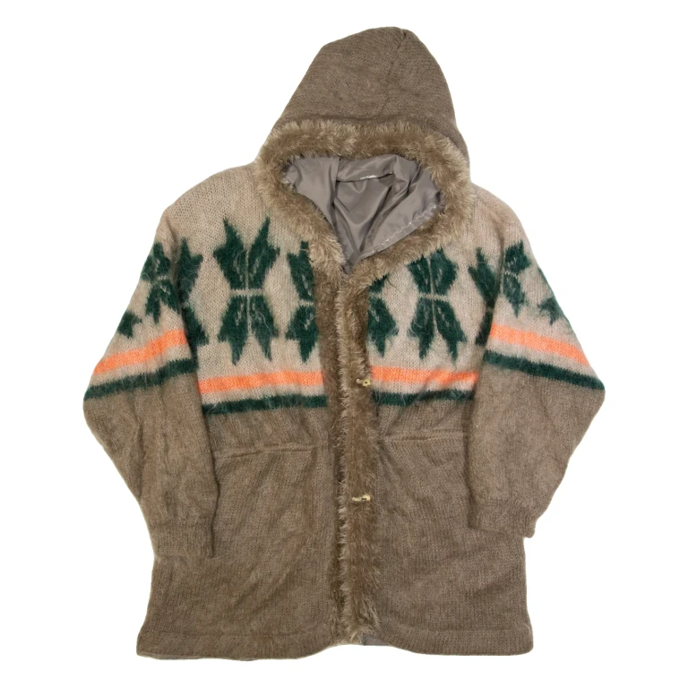 Womens Jacket Brown Wool Hooded L