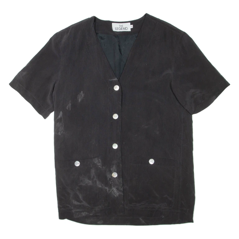 THE LEGEND Womens Top Black V-Neck L