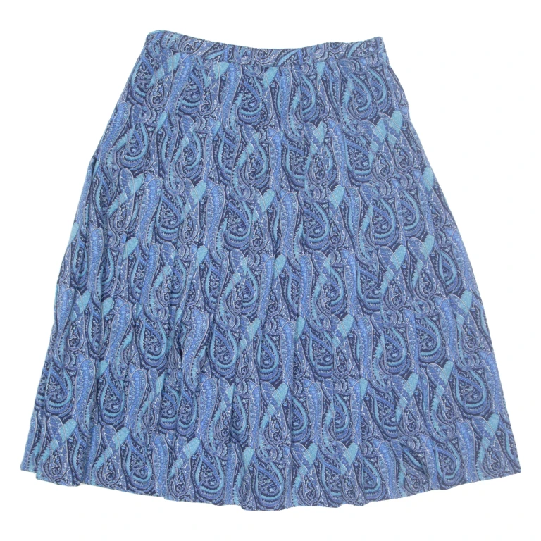 LADY H Womens A-Line Skirt Blue Midi Wool Paisley M