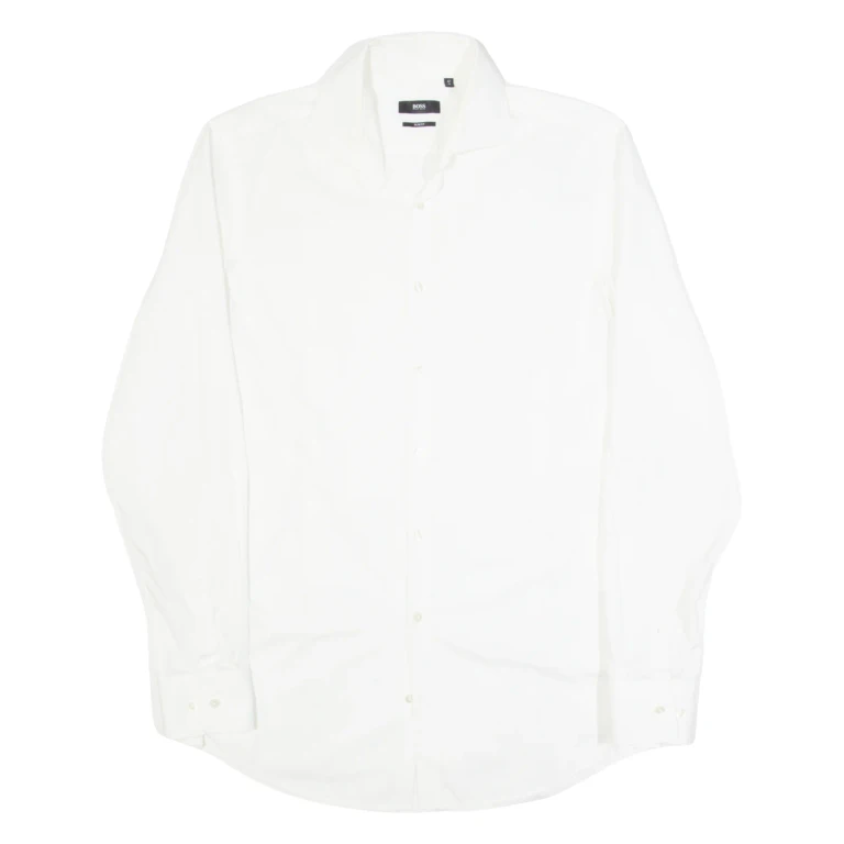 HUGO BOSS Slim Fit Mens Plain Shirt White Long Sleeve M