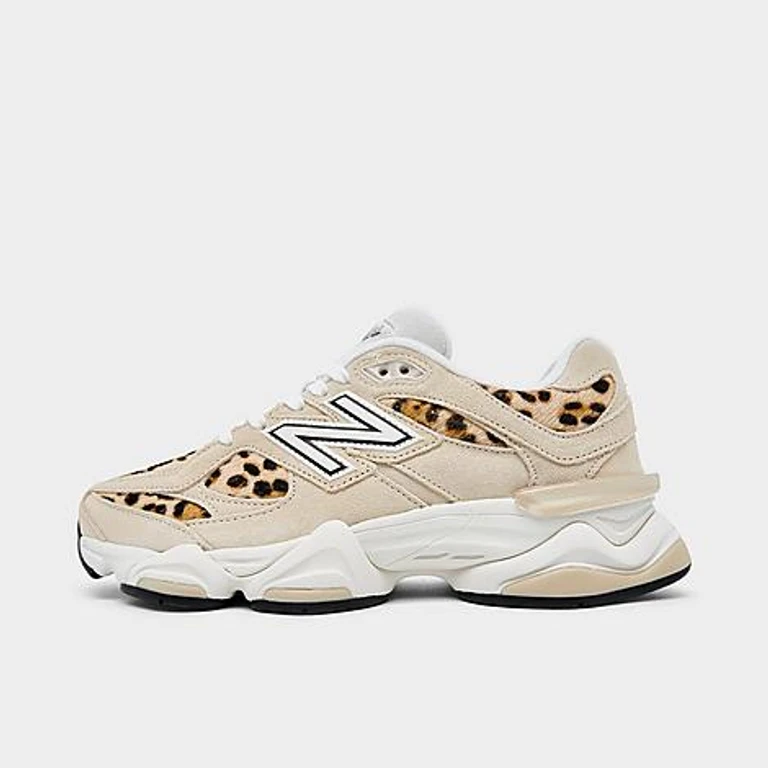 New Balance Women's 9060 Casual Shoes in Tan/Leopard/White Size: 5.5